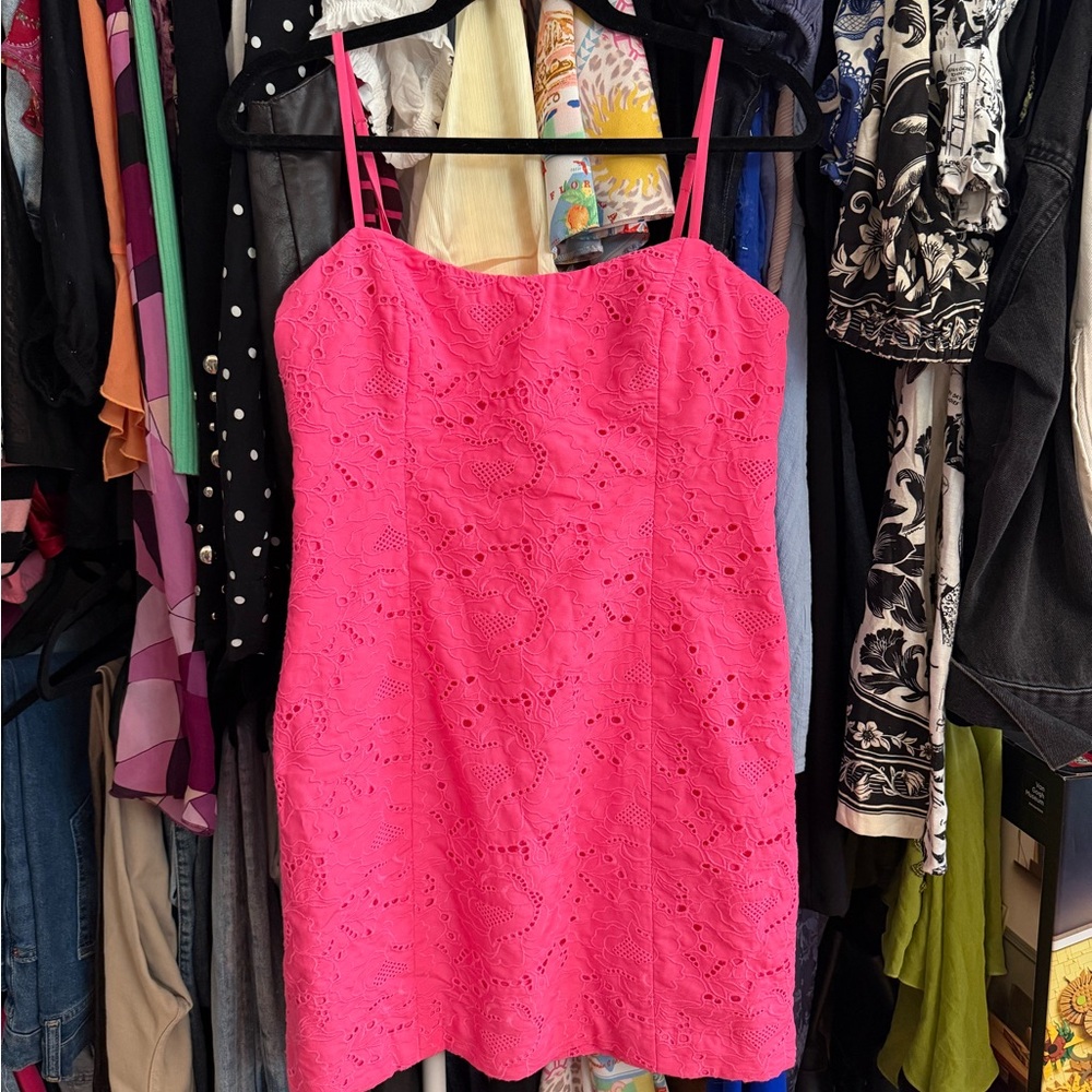 Pink Eyelet Mini Dress